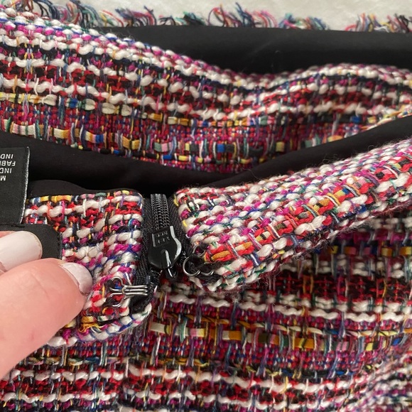 Halogen Asymmetrical Grommet Tie Tweed Skirt - Picture 5 of 8